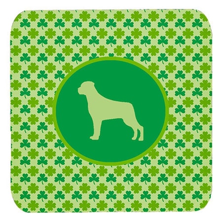 Carolines Treasures Rottweiler Lucky Shamrock Foam Coasters- Set of 4 SDK1091-C-FC